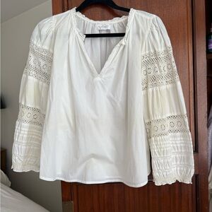 White Lace Detail Women's Top